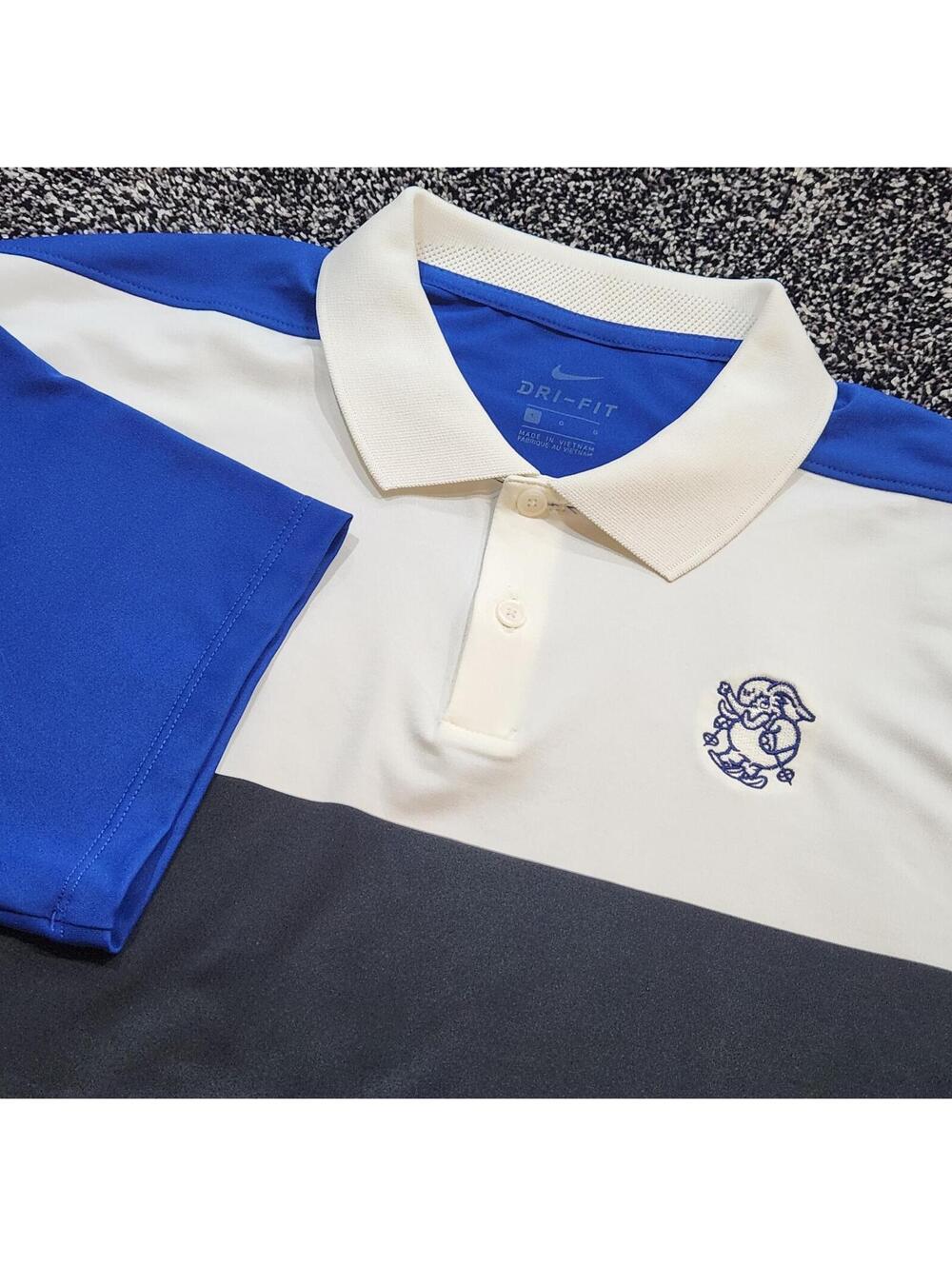 Men's Nike Dri-Fit Vapor CB OLC Golf Polo Shirt White Blue Black Sz L CI9741-133
